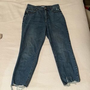 Loft Curvy Fresh Cut High Rise Straight Crop Jeans in Authentic Dark Indigo Wash